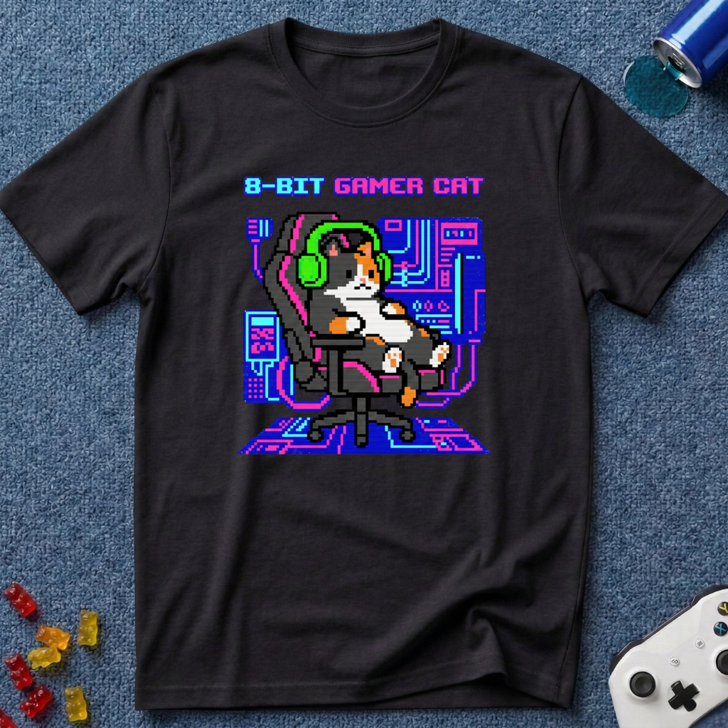 8-Bit Gamer Cat T-Shirt